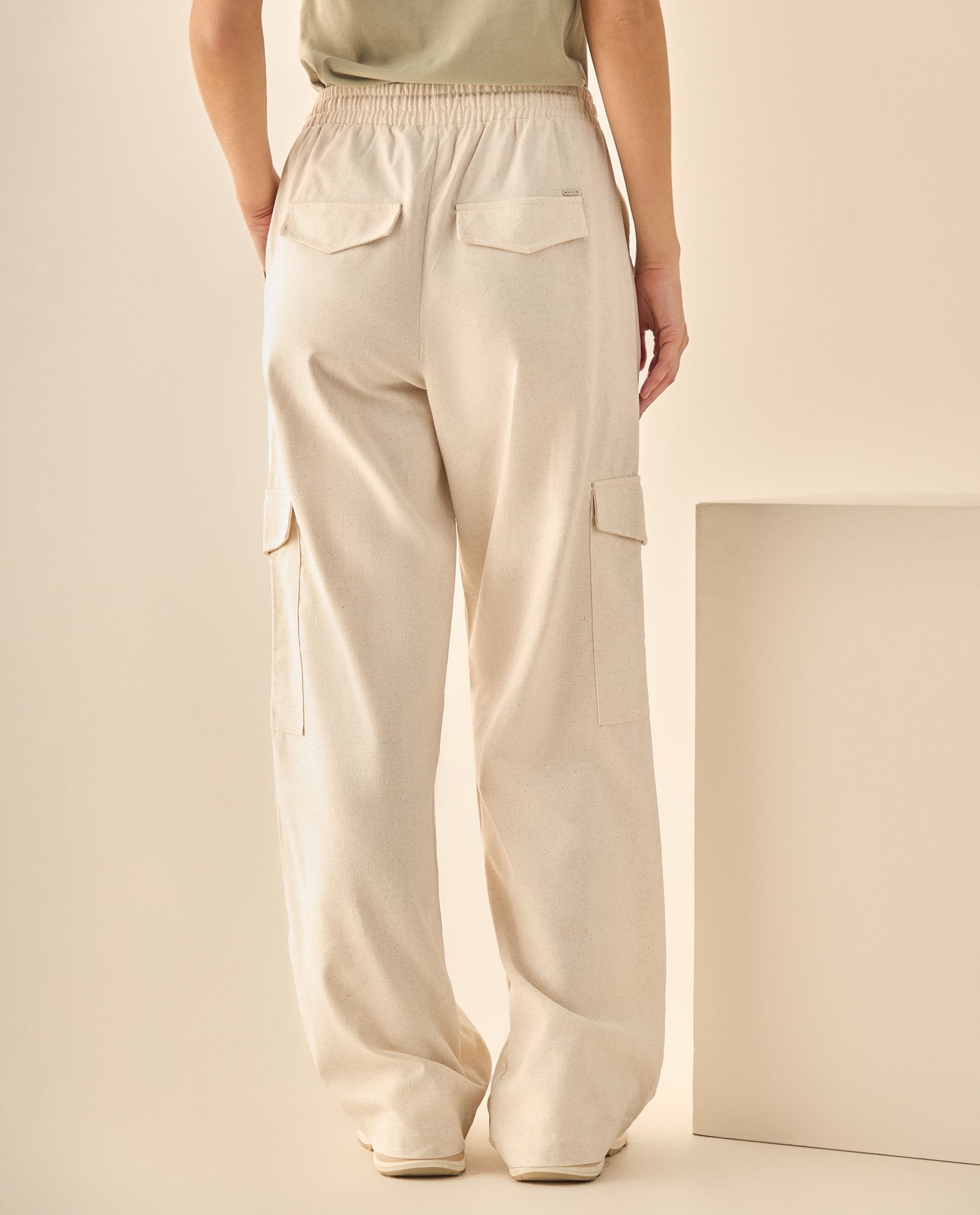 Pantalón Cargo con Cintura Elástica - Beige 34_933G300_BEI130607_4
