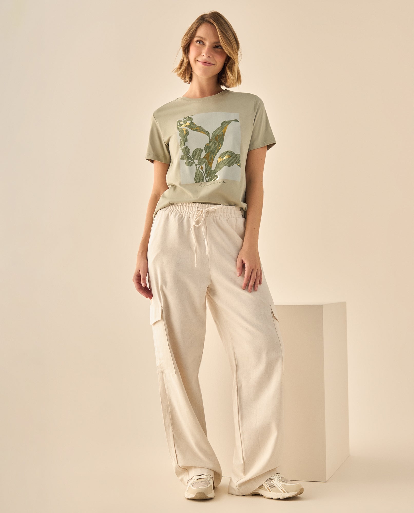 Pantalón Cargo con Cintura Elástica - Beige 34_933G300_BEI130607_5