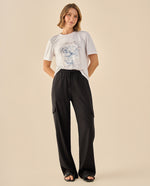 Pantalón Cargo con Cintura Elástica - Negro