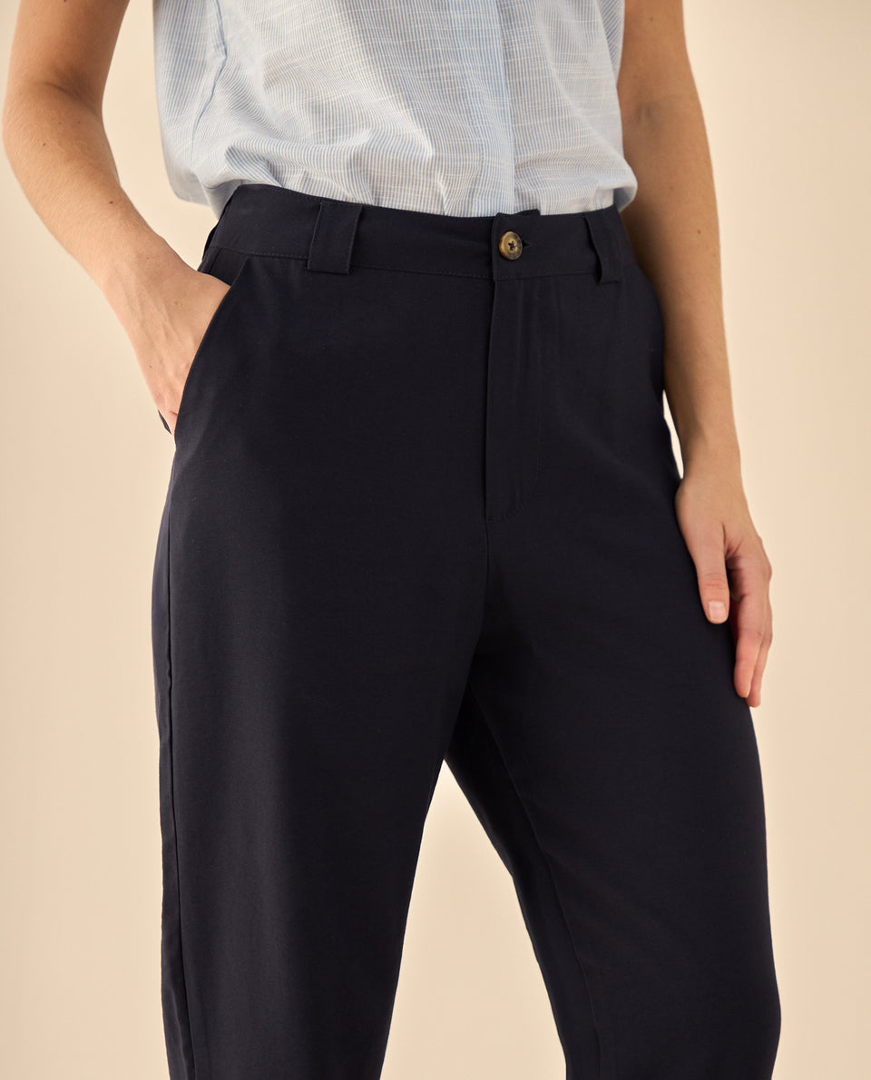 Pantalón con Botón Dorado - Azul 34_933G302_AZU194042_7