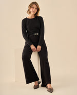 Pantalón Cargo de Tiro Alto Pierna Ancha - Negro