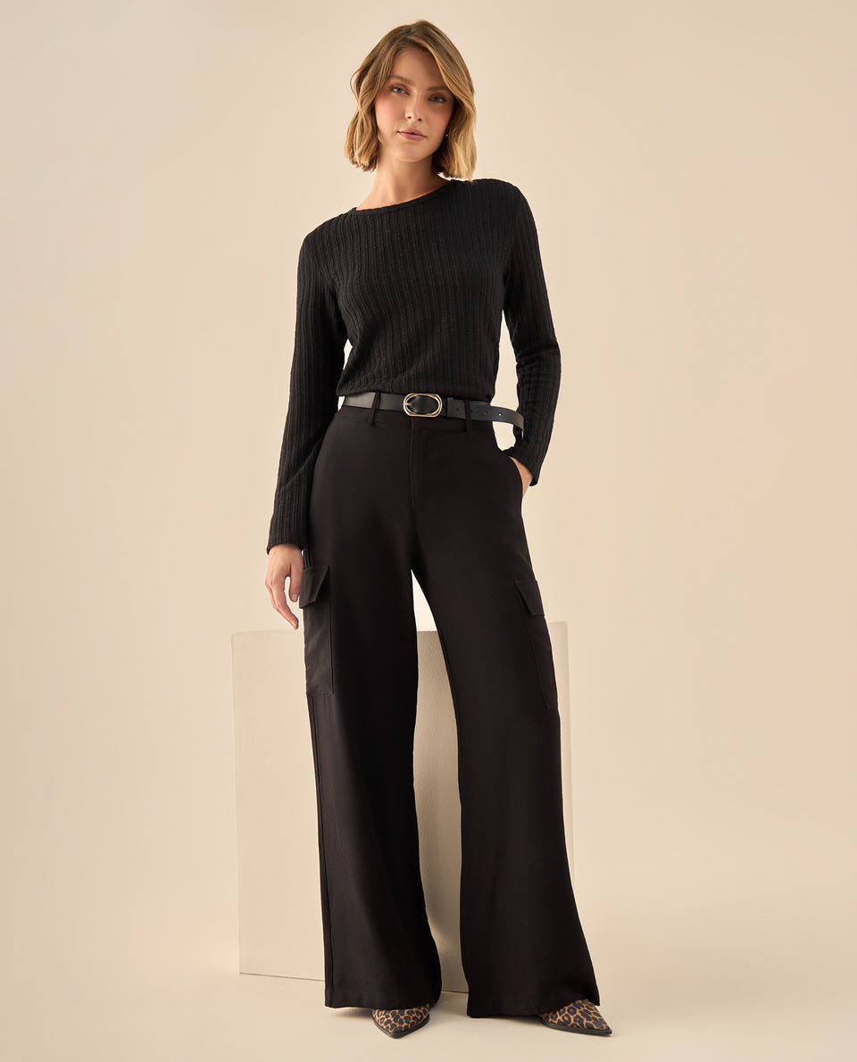 Pantalón Cargo de Tiro Alto Pierna Ancha - Negro 34_939G004_NEG190303_5