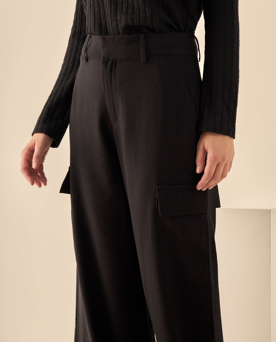 Pantalón Cargo de Tiro Alto Pierna Ancha - Negro 34_939G004_NEG190303_6