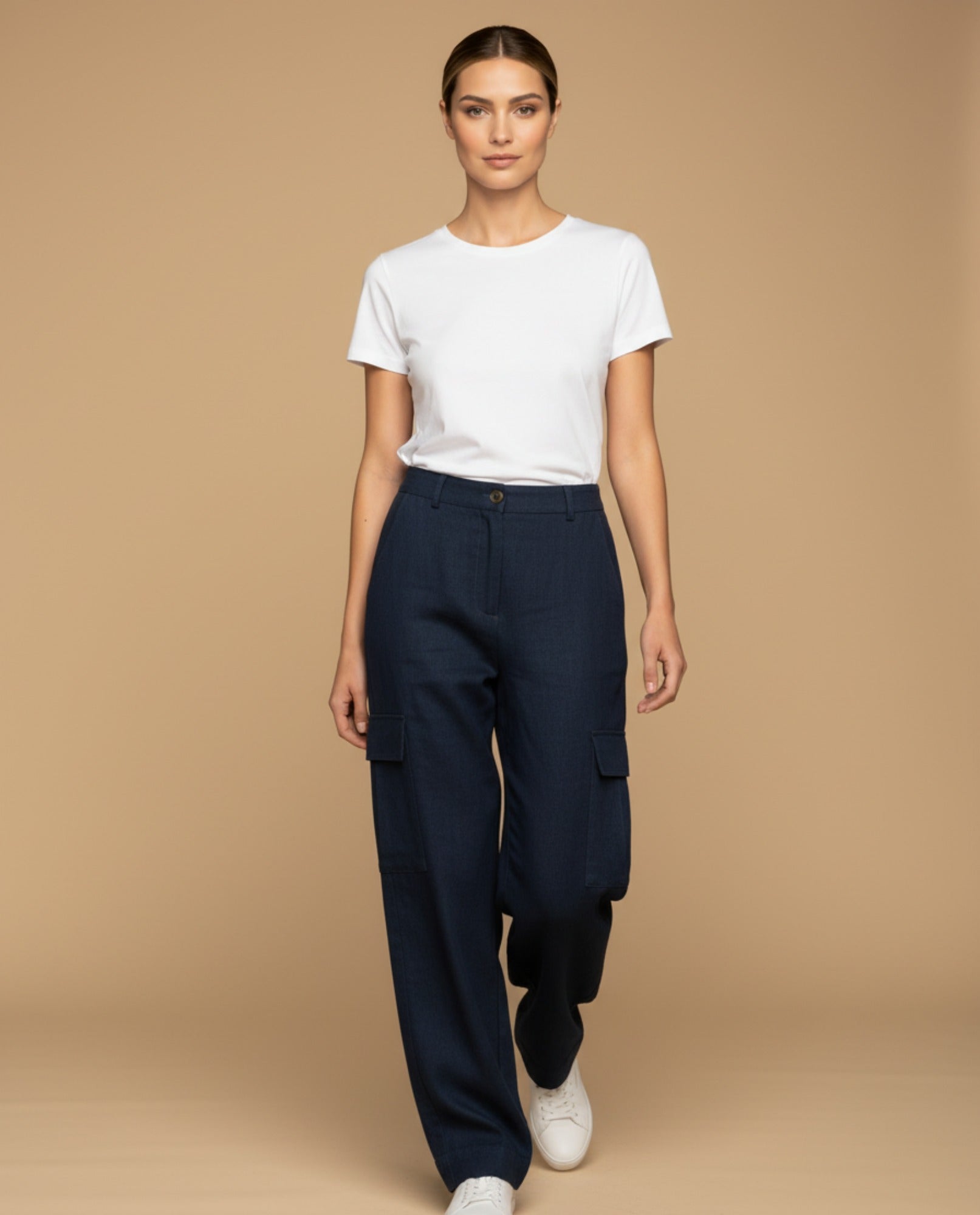 Pantalón cargo wide leg con bolsillos laterales para mujer - Azul 34_939G300_AZU174421_0