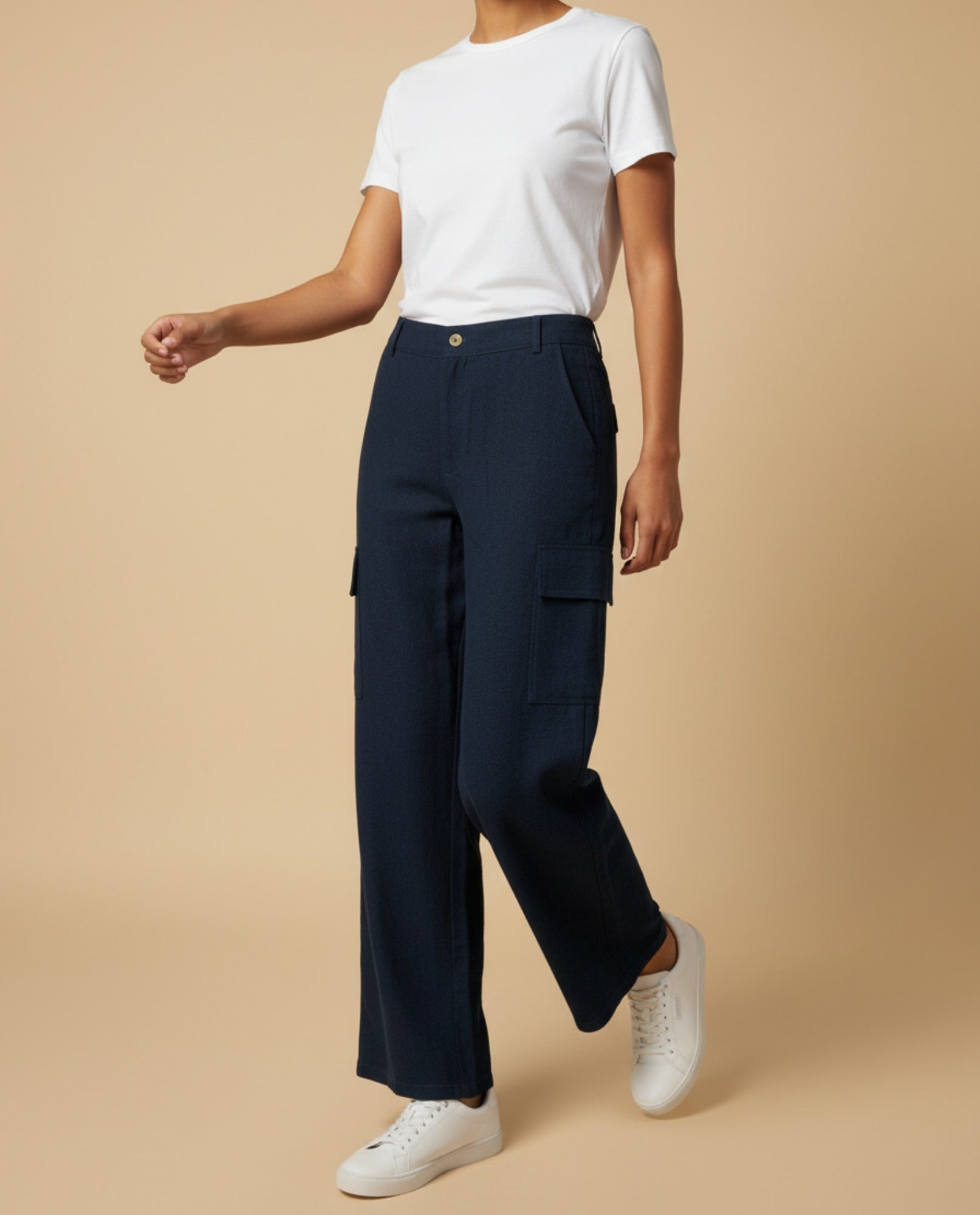 Pantalón cargo wide leg con bolsillos laterales para mujer - Azul 34_939G300_AZU174421_3