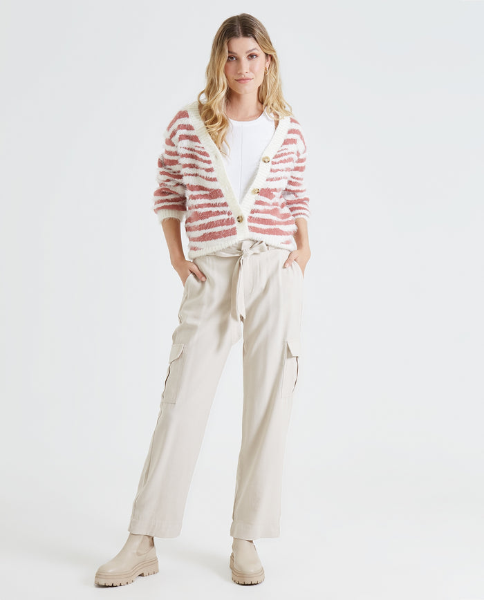 Buzo tipo cardigan estampado para mujer - Crudo 34_962E200_A00948_3