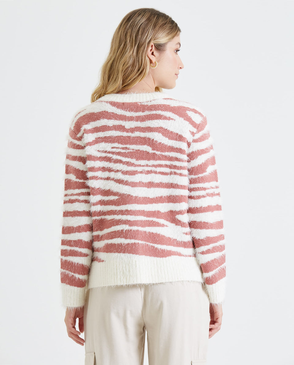 Buzo tipo cardigan estampado para mujer - Crudo