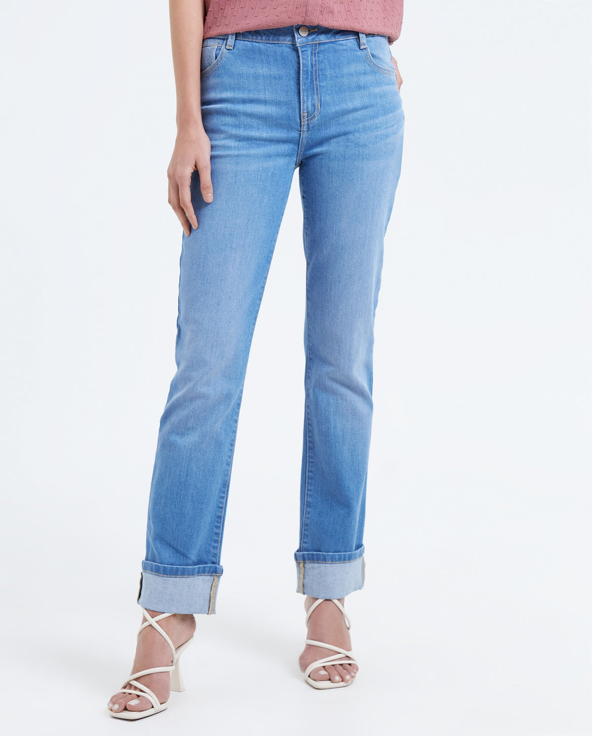 Jean Straight de tiro alto para mujer - Azul