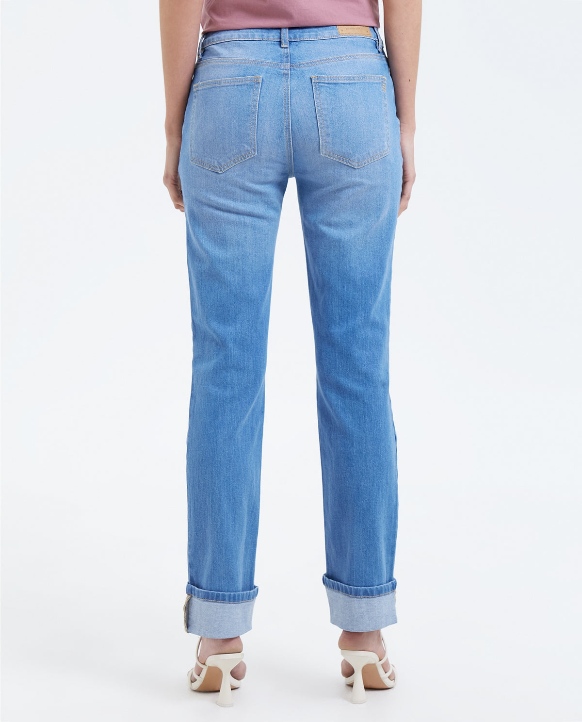 Jean Straight de tiro alto para mujer - Azul