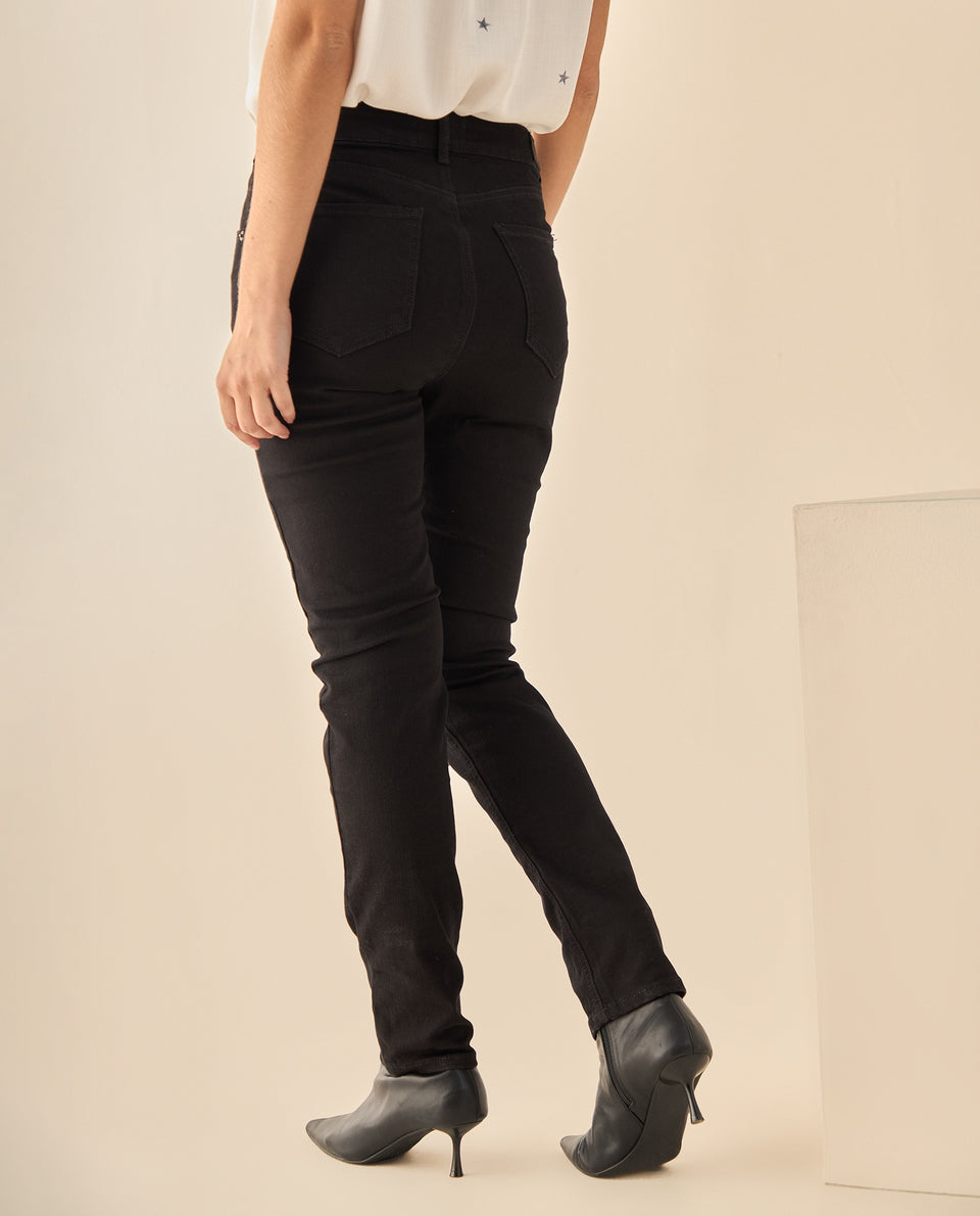 Jeans Skinny Tiro Alto con Stretch - Negro