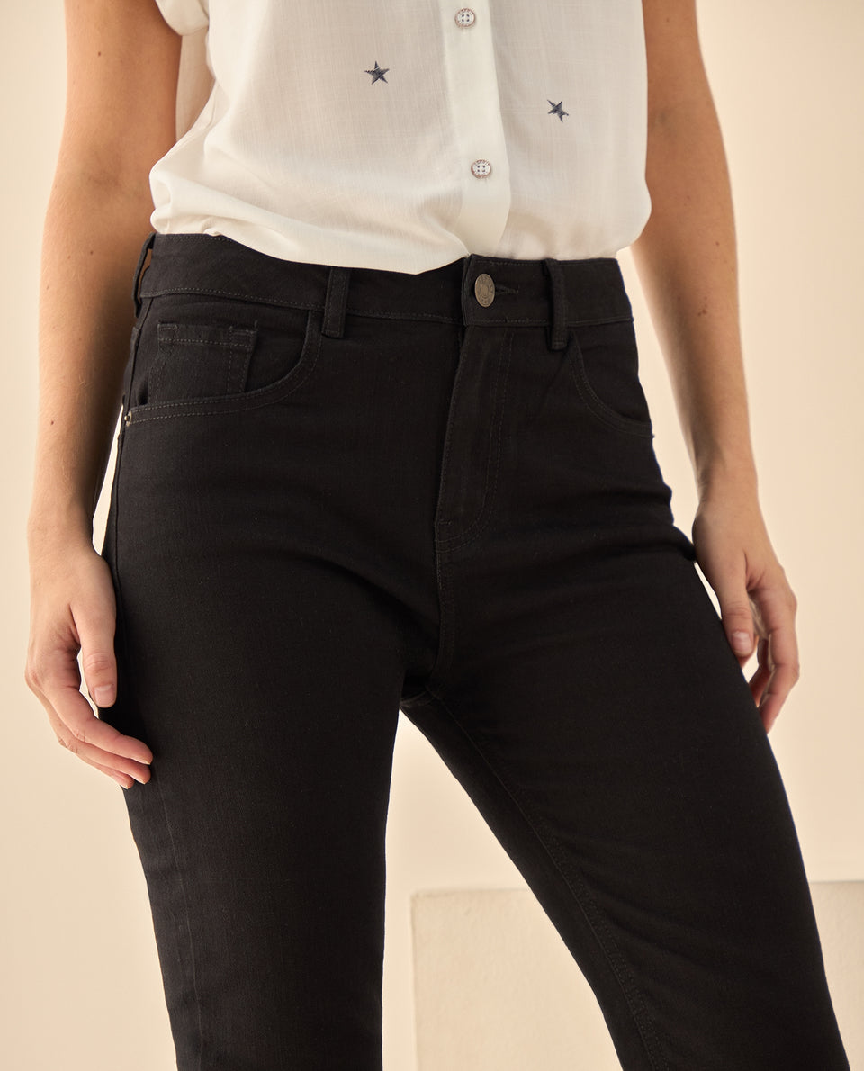 Jeans Skinny Tiro Alto con Stretch - Negro