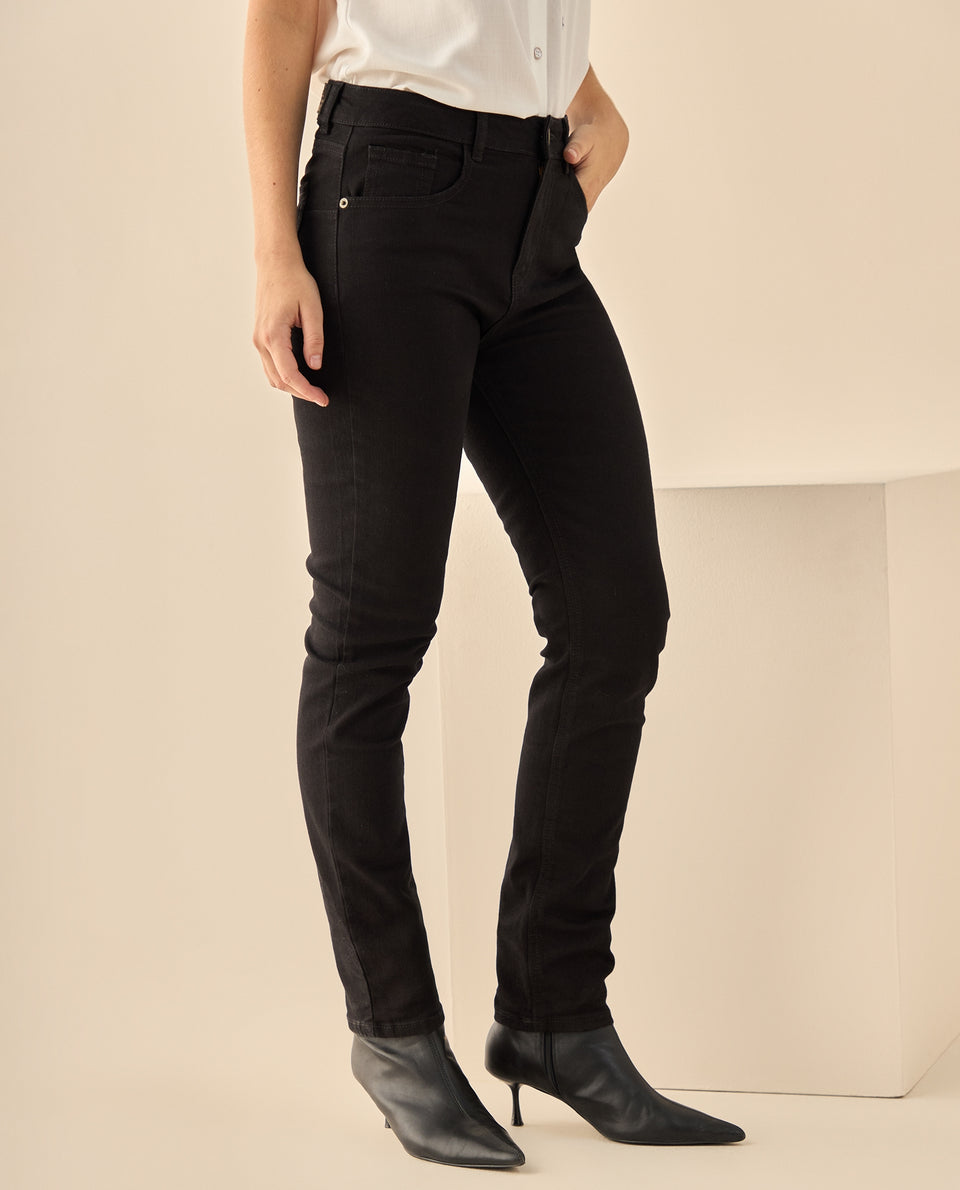 Jeans Skinny Tiro Alto con Stretch - Negro
