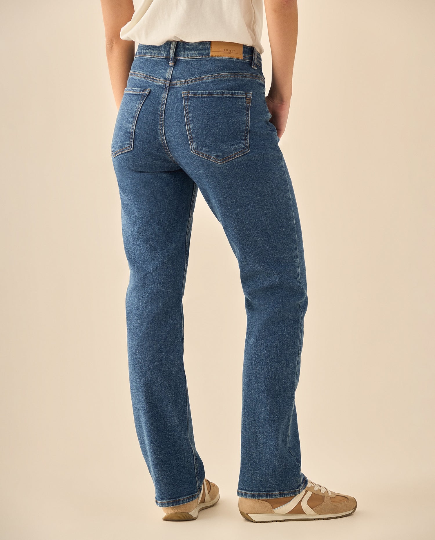 Pantalón Denim con Costuras Contrastantes - Azul