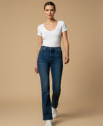 Jean bootcut tiro alto cinco bolsillos para mujer - Azul