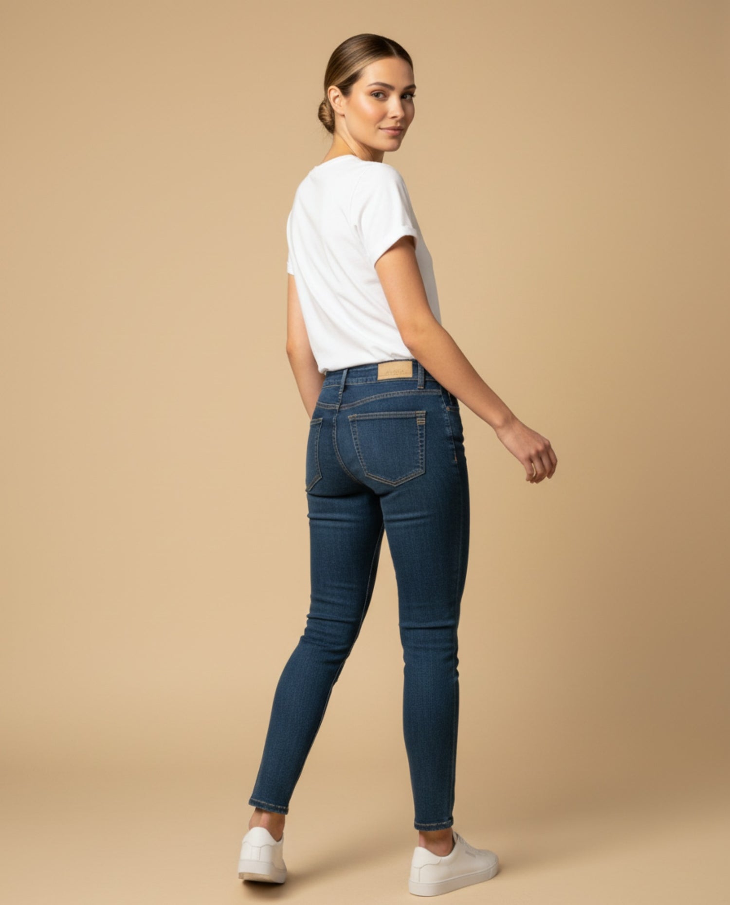 Jean skinny talle alto cinco bolsillos para mujer - Azul
