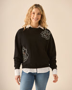 Buzo con lentejuelas para mujer - Negro